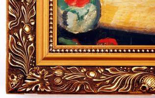 Bednár jelzéssel: Copfos lány. Olaj, karton, sérült, dekoratív keretben, 46×32 cm