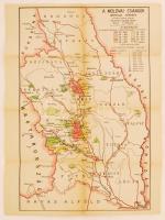 cca 1920-1930 A moldvai csángók néprajzi térképe, tervezte Dr. Györffy István, 28x38 cm