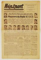 1953 A Népsport november 26-i száma, benne a Magyarország-Anglia 6:3-as eredménnyel zárult meccsről szóló cikkel