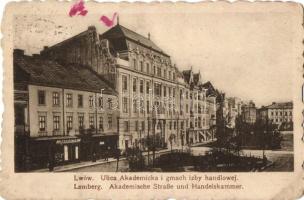 Lviv, Lwów, Lemberg; Ulica Akademicka i gmach izby handlowej / Academic Chamber of Commerce (EK)