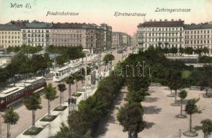 Vienna, Wien I. Friedrichstrasse, Karntnerstrasse, Lothringerstrasse / street, tram (EK)