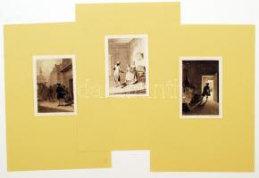 3 db rézkarc: Felix Augustin Milius (1843-1894): Rokokó jelenetek, rézkarc, papír, különféle méretekben