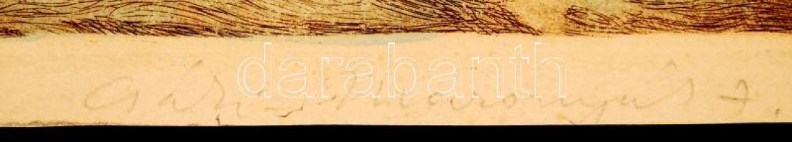 Csáki-Maronyák József (1910-2002): Vitorlások. Színezett rézkarc, papír, jelzett, 36x28 cm