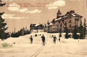 Tátra, befagyott Csorba-tó, síelők / frozen lake, skiers