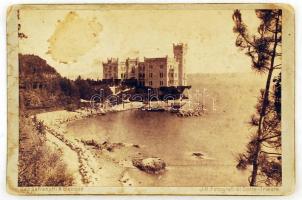 cca 1900 Trieszt, Miramare-kastély, J.R. Fotografi di Corte, keményhátú fotó, feliratozva, 16x11 cm / cca 1900 Trieste, Castle Miramare, J.R. Fotografi di Corte, 16x11 cm