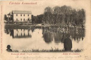 Kamarás-fürdő (Szeged mellett), artézi tó a híddal; kiadja Czapik Gyula (levágott / cut)