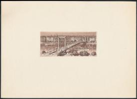 Vagyóczky Károly (1941-) alkalmazott grafikus, bélyegtervező, számos forint bankjegy tervezője: Erzsébet híd. Rézkarc, jelzett a karcon. 5x11,5cm