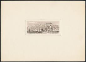 Vagyóczky Károly (1941-) alkalmazott grafikus, bélyegtervező, számos forint bankjegy tervezője: Lánchíd. Rézkarc, jelzés nélkül. 5x11,5cm