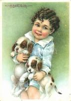 Boy with puppies s: Bertiglia (small tear)