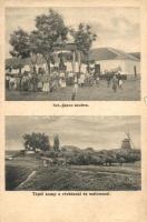 Szeged Tápé; Szent János szobra, komp, révház, malom (b)