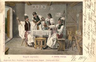 Szegedi népviselet, a csárda rózsája; készítette Drotleff József műintézete / Hungarian folklore, inn scene (fl)