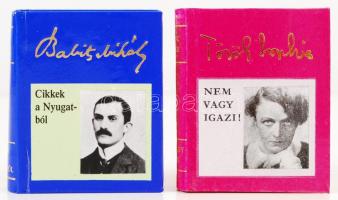 2 db minikönyv-Babits Mihály: Cikkek a Nyugatból; Török Sophie: Nem vagy igazi! Bp., 1985-1995. Kiadói kartonált kötés, jó állapotban.