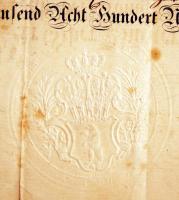 1849 Bürger Brief. Eskütétel szövegével kiegészített díszpolgárrá avatás oklevele, amelyet Albert Ed...