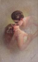 Artist signed, gently erotic Italian art postcard Selectio Serie 1048-1