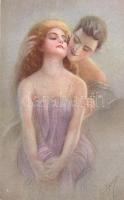 Artist signed, gently erotic Italian art postcard Selectio Serie 1048-3