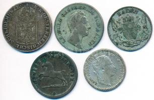 Vegyes: Német Államok/Baden 1836. 6Kr Ag "I. Lipót" + 1853. 3Kr Ag + Hannover 1859B 1Gr Ag...