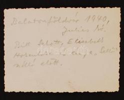 1940 Balatonföldvár, Hadik Mihály gróf (1907-1970), Elisabeth Hohenlohe és Bill Schott a Sellő száll...