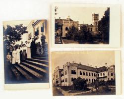cca 1920 Egy kastély és lakói, 3 db fénykép, különböző méretekben