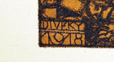 Divéky József (1887-1951): Szellemidézés, színes litográfia, papír, jelzett a nyomaton, 16×10 cm