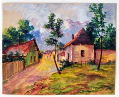 Jelzés nélkül: Utca részlet. Vegyes technika, papír, 40×50 cm