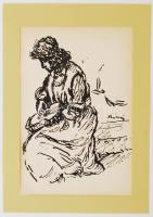 Rippl-Rónai József (1861-1927): Lány gitárral, cinkográfia, papír, jelzett a cinkográfián, 24×16 cm