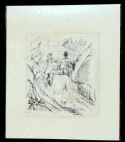Márffy Ödön (1878-1959): Lóháton, litográfia (Petőfi Sándor Szilaj Pista c. munkájához), papír, jelzés nélkül, 20,5×18 cm