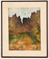 Ágh Ajkelin Lajos (1907-1995): Hasadék. Vegyes technika, papír, jelzett, üvegezett keretben, 53×39 cm