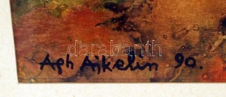 Ágh Ajkelin Lajos (1907-1995): Hasadék. Vegyes technika, papír, jelzett, üvegezett keretben, 53×39 c...