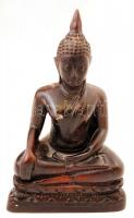 Ülő Buddha szobor, műgyanta?, apró kopásnyomokkal, egy helyütt ragasztott, m: 12,5 cm