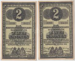 Sopronnyék / hadifogolytábor 1916.06.16. 2K római sorozatszám és arab sorszámmal (2x) sorszámkövetők...