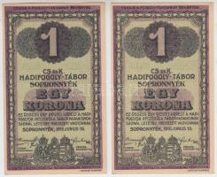 Sopronnyék / hadifogolytábor 1916.06.16. 1K római sorozatszám és arab sorszámmal (2x) sorszámkövetők T:I-