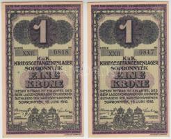 Sopronnyék / hadifogolytábor 1916.06.16. 1K római sorozatszám és arab sorszámmal (2x) sorszámkövetők...