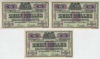 Ostffyasszonyfa / hadifogolytábor 1916. június 1. 10f arab sorozat és sorszámmal (3x) sorszámkövetők...