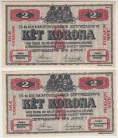 Ostffyasszonyfa / hadifogolytábor 1916. június 1. 2K arab sorozat és sorszámmal (2x) sorszámkövetők T:I-