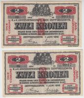 Ostffyasszonyfa / hadifogolytábor 1916. június 1. 2K arab sorozat és sorszámmal (2x) sorszámkövetők ...