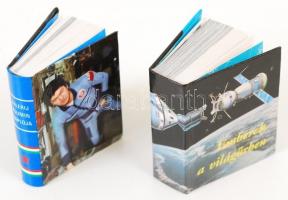 2 db minikönyv-Emberek a világűrben(Az űrutazások krónikája). 1975, Galambos Tivadar. Kiadói kartoná...