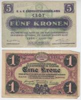 Csót/hadifogolytábor 1916. augusztus 1. 5K sorozatszám nélkül + Zalaegerszeg/hadifogolytábor 1916. a...