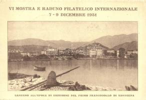 1951 Sanremo all'epoca di emissione del primo francobollo di Sardegna / international philatelic exhibition, the time of issuance of the first postage stamp of Sardinia, So. Stpl, Ga. (fa)