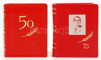 2 db minikönyv-50 éves a Szovjet Szocialista Köztársaságok Szövetsége; L.I. Brezsnyev: Visszaemlékezések. Kiadói műbőr kötés, jó állapotban.