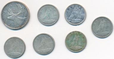 Kanada 1955-1968. 10c Ag (6x) + 1968. 25c Ag "II. Erzsébet" + T:2,2-,3 Canada 1955-1968. 10 Cents Ag (6x) + 1968. 25 Cents Ag "Elizabeth II" C:XF,VF,F