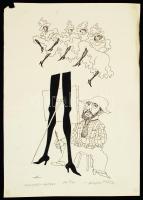 Kaján Tibor: Toulouse-Lautrec, karikatúra, vegyes, papír, jelzett, 42×29,5 cm