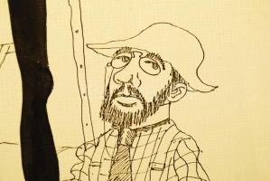 Kaján Tibor: Toulouse-Lautrec, karikatúra, vegyes, papír, jelzett, 42×29,5 cm