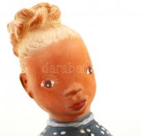 Kovács Margit (1902-1977): Kenyérszelő. Festett mázas terrakotta, jelzett, hibátlan, m:36 cm