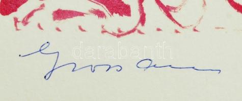 Gross Arnold aláírása saját tusrajzáról (Napkelte II.) készült nyomaton