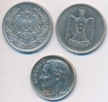 Német Birodalom 1916F 1/2M Ag + Szíria 1958. 25P Ag + Amerikai Egyesült Államok 1964. 1d Ag  T:2,2-
...