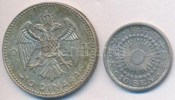 Japán 1914. 10S Ag + Jugoszlávia 1931. 10D Ag "I. Sándor" T:2 Japan 1914. 10 Sen Ag + Yugoslavia 1931. 10 Dinara Ag "Alexander I" C:XF