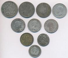 10db-ból álló vegyes külföldi kis ezüstpénz tétel T:vegyes
10pcs of mixed small silver coins Cmixed