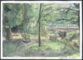 Németh Krisztina (1994-): Győr, Rába part. Akvarell, papír, jelzett, 15×22 cm