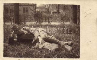 1916 Hungarian soldier with dog, photo (fl)