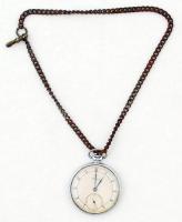 Molnija szovjet zsebóra másodperc mutatóval, működik, jelzett, jó állapotban, rozsdás óralánccal